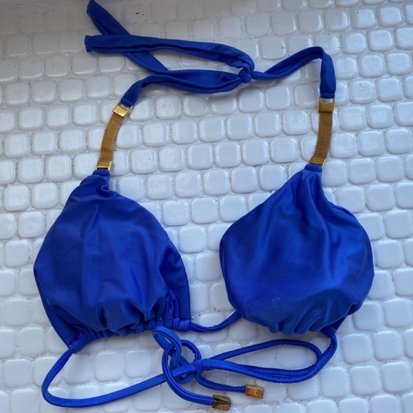 Royal blue VIX bikini with gold mesh accents - Picture 6 of 10